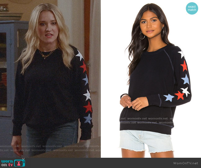 Sundry Stars Raglan Sweatshirt worn by Roxy Doyle (Emily Osment) on Almost Family