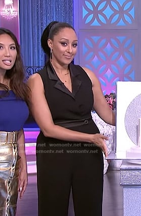 Tamera’s black sleeveless jumpsuit on The Real