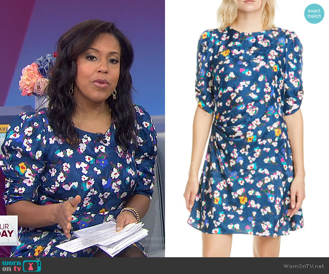 Tanya Taylor Liz Floral Silk Jacquard Dress worn by Sheinelle Jones on Today