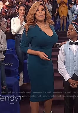 Wendy’s teal knit midi dress on The Wendy Williams Show