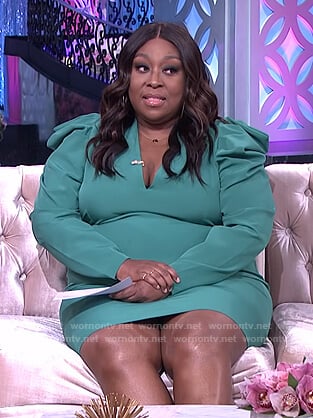 Loni’s green puff sleeve dress on The Real