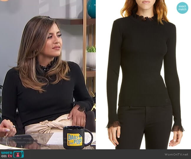 Ted Baker Frill Trim Sweater worn by Erin Lim on E! News