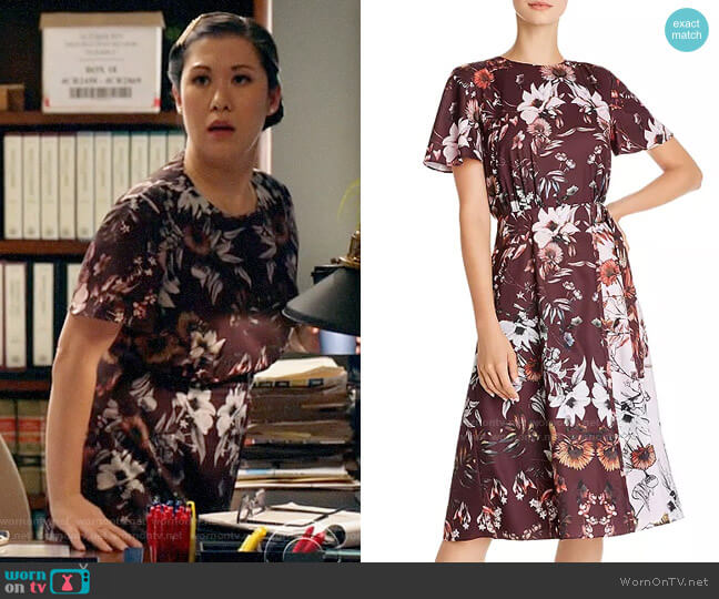 Ted Baker Yaela Amethyst Color-Blocked Floral Dress worn by Sherri Kansky (Ruthie Ann Miles) on All Rise