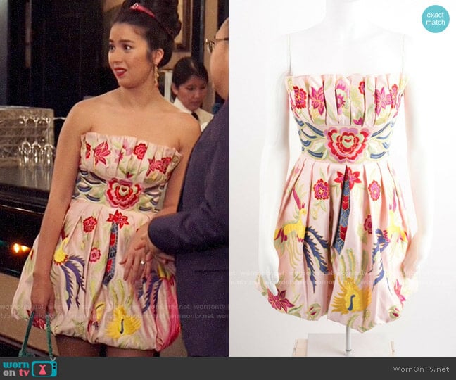 Terani Couture Floral Strapless Mini Dress worn by Cheyenne (Nichole Bloom) on Superstore