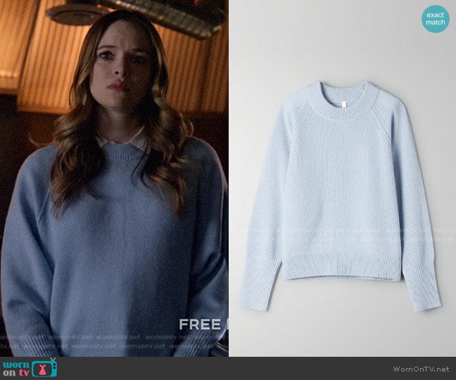 The Group by Babaton Luxe Cashmere Classic Crew in Blue Diamond worn by Caitlin Snow (Danielle Panabaker) on Legends of Tomorrow