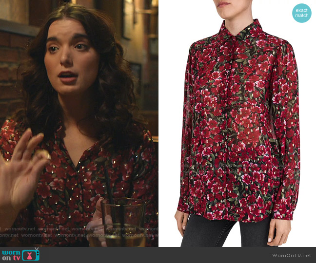 The Kooples Floral Print & Metallic Dot Pattern Shirt