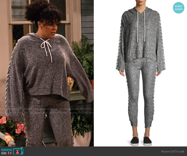 The Kooples Sweet Fleece Lace-Up Hoodie worn by Cocoa McKellan (Tia Mowry-Hardrict) on Family Reunion