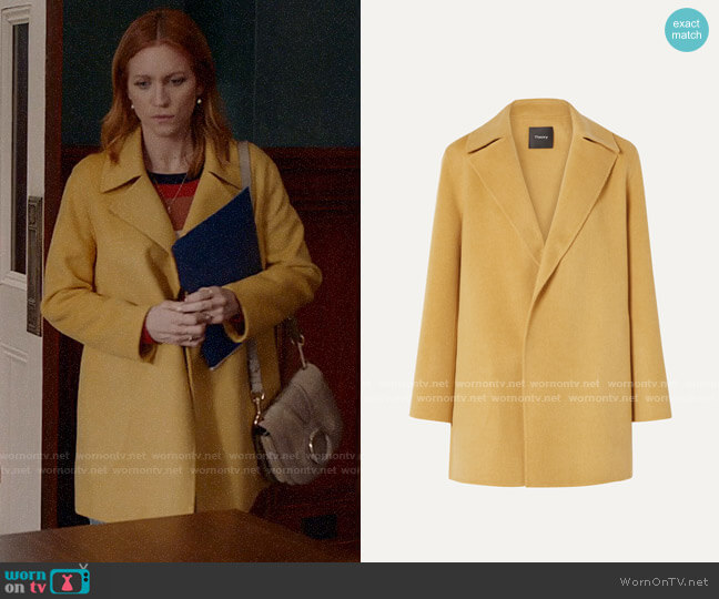 Theory Wool and cashmere-blend coat worn by Julia Bechley (Brittany Snow) on Almost Family