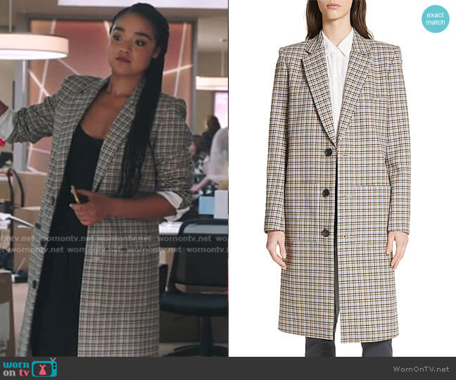 Tibi Zion Plaid Lab Coat worn by Kat Edison (Aisha Dee) on The Bold Type