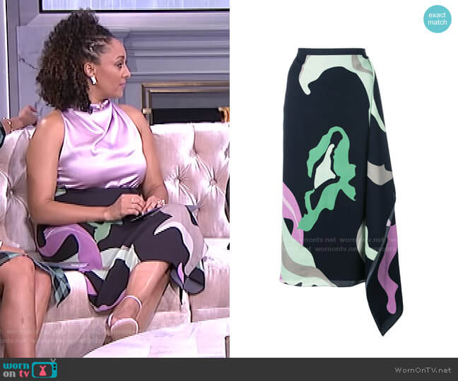 Tibi Ant Farm Print Asymmetric Skirt worn by Tamera Mowry on The Real