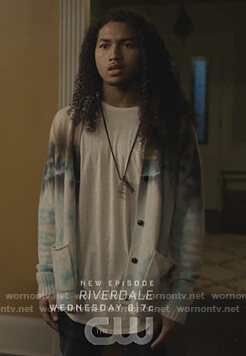 Brandon’s tie dye cardigan on Black Lightning