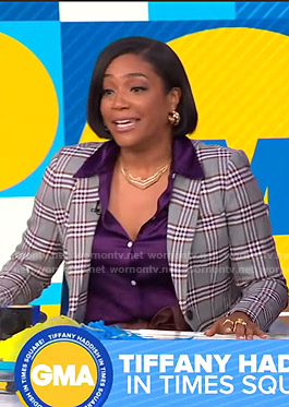 Tiffany Haddish’s grey plaid blazer on Good Morning America