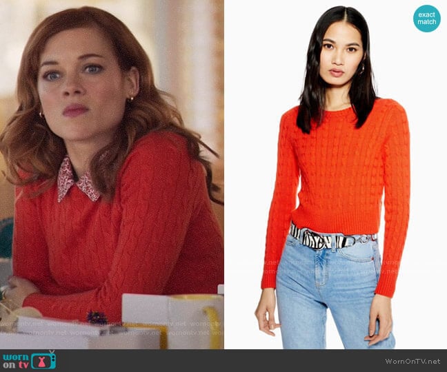 Topshop Cable Crop Jumper with Cashmere worn by Zoey Clarke (Jane Levy) on Zoeys Extraordinary Playlist