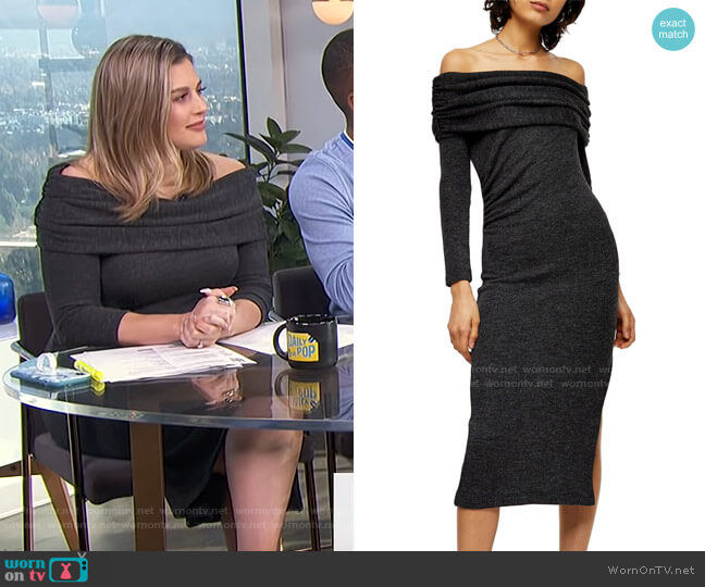 Topshop Off The Shoulder Midi Sweater Dress worn by Carissa Loethen Culiner on E! News