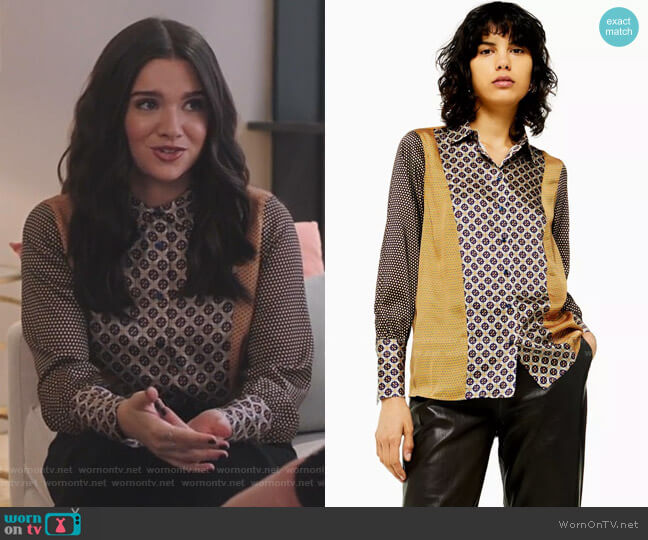 Topshop Geometric Border Shirt worn by Jane Sloan (Katie Stevens) on The Bold Type