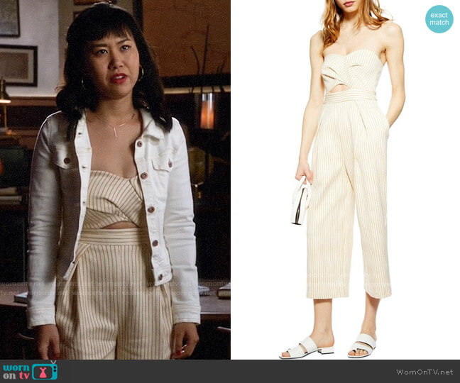 Topshop Twist Bandeau Jumpsuit worn by Mona Wu (Ramona Young) on Legends of Tomorrow