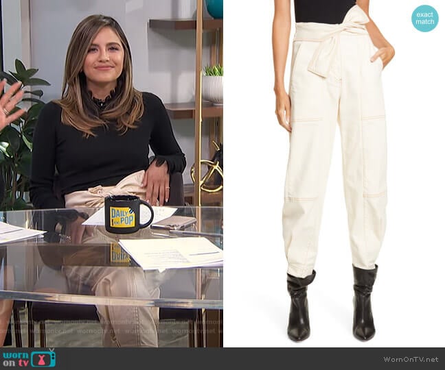 Ulla Johnson Storm Tie Waist Tapered Jeans worn by Erin Lim on E! News