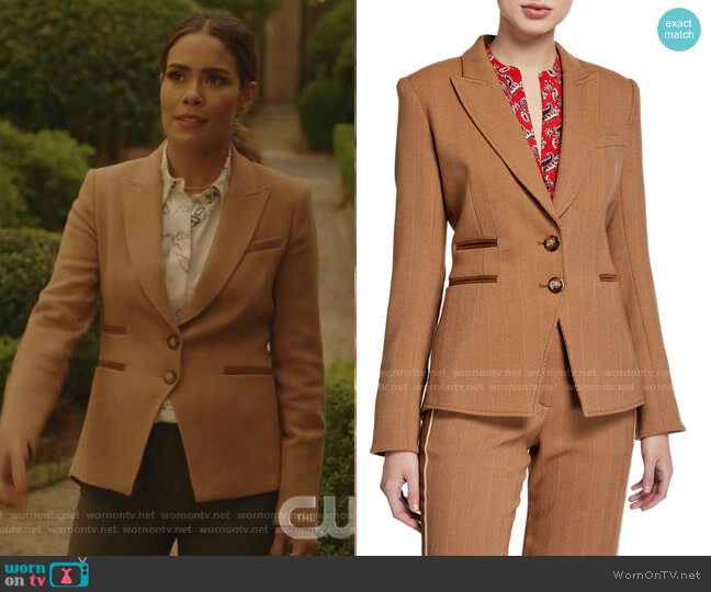 Veronica Beard Hudson Herringbone Blazer worn by Cristal Jennings (Daniella Alonso) on Dynasty