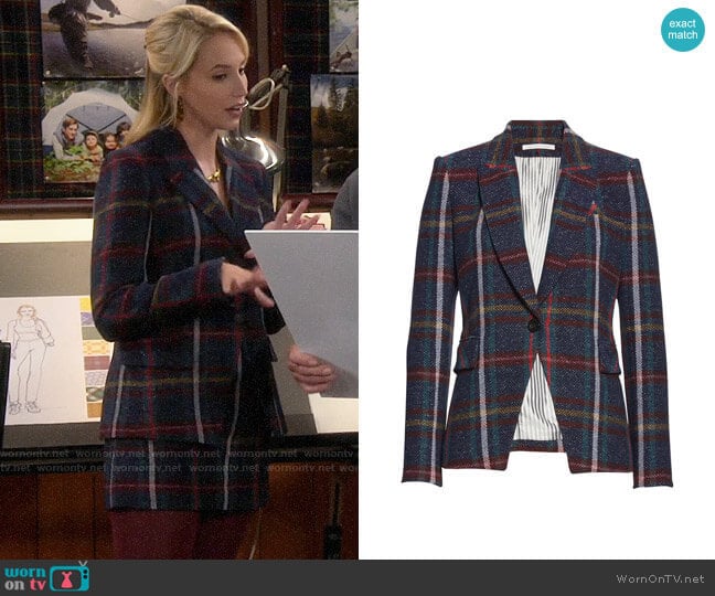 Veronica Beard Zane Plaid Dickey Jacket worn by Mandy Baxter (Molly McCook) on Last Man Standing