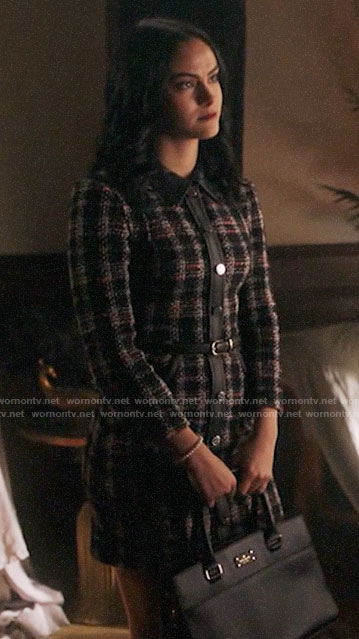 Veronica’s plaid button front dress on Riverdale