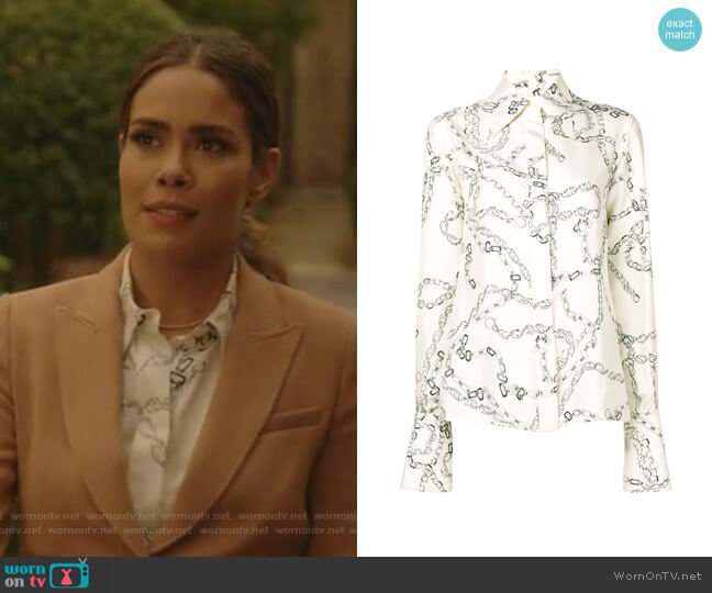 Victoria Beckham 70s Collar Shirt worn by Cristal Jennings (Daniella Alonso) on Dynasty