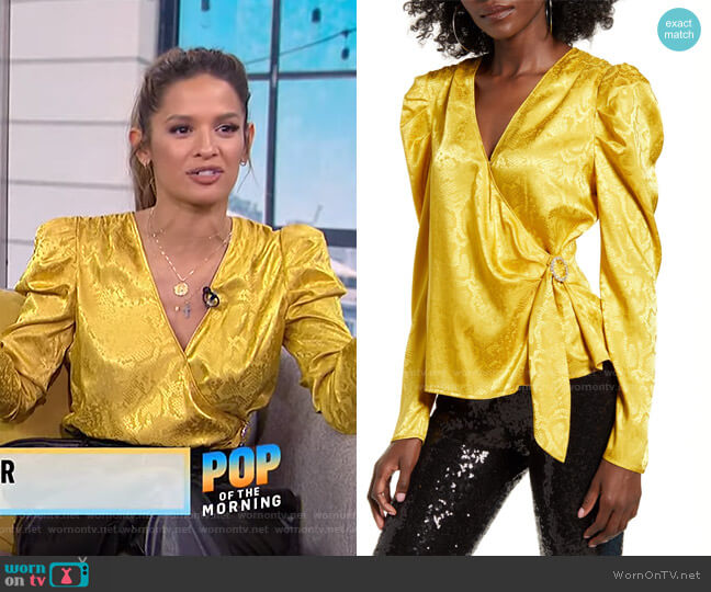 WAYF Gigi Puff Sleeve Wrap Top