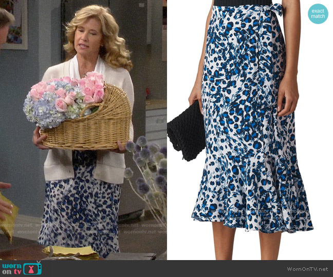 Whistles Brushed Leopard Print Wrap Midi Skirt worn by Vanessa Baxter (Nancy Travis) on Last Man Standing