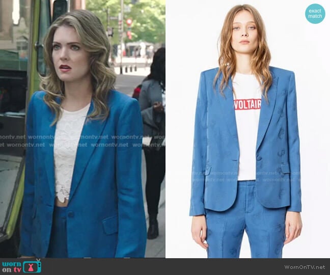 Zadig & Voltaire Jacquard Jacket worn by Sutton (Meghann Fahy) on The Bold Type