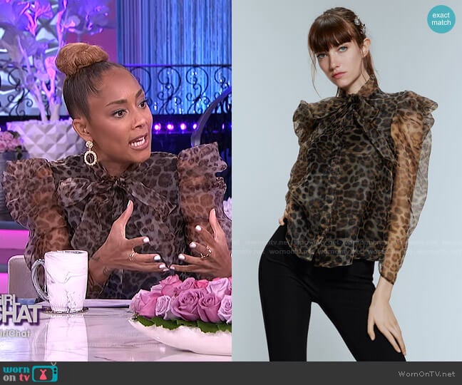 Zara Animal Print Organza Top worn by Amanda Seales on The Real