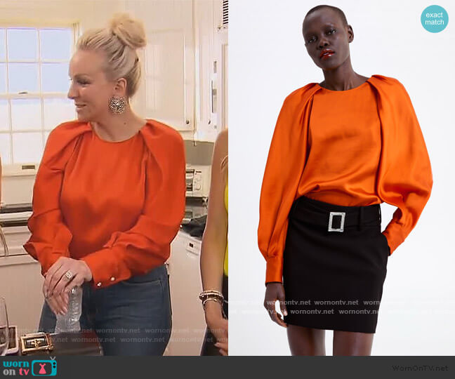 Zara Blouse with Voluminous Sleeves worn by Margaret Josephs on The Real Housewives of New Jersey