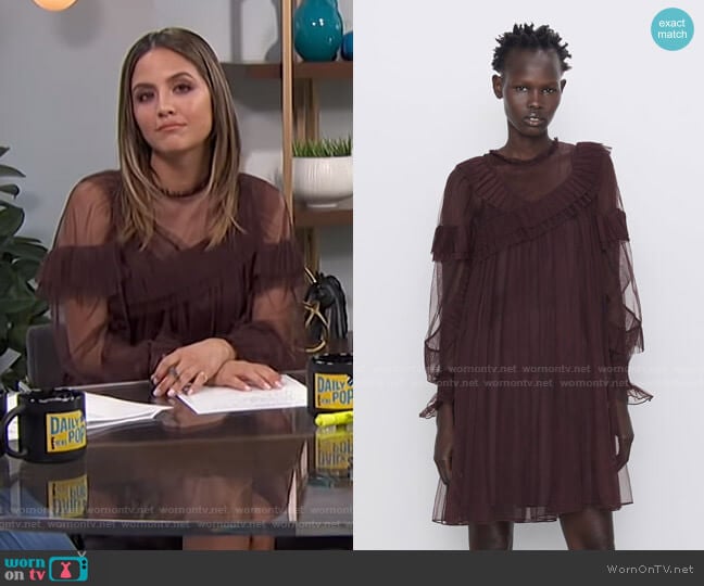 Zara Ruffle Tulle Dress worn by Erin Lim on E! News