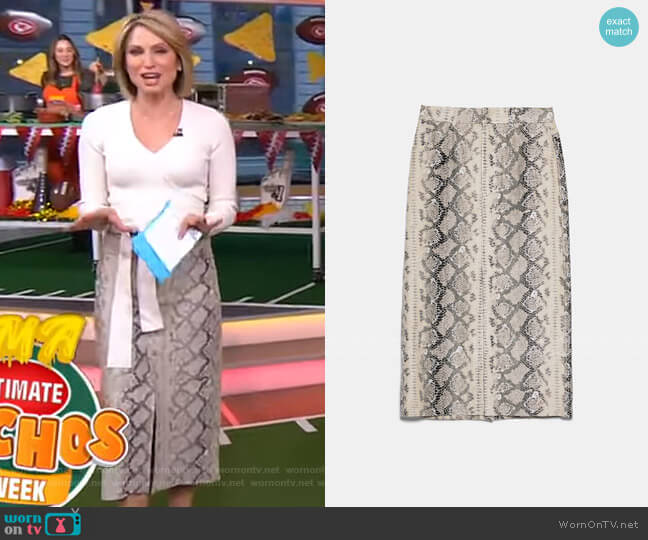 Zara Animal Print Skirt worn by Amy Robach on Good Morning America