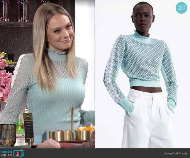 Zara Knit Sweater with Ruffles worn by Abby Newman (Melissa Ordway) on The Young and the Restless
