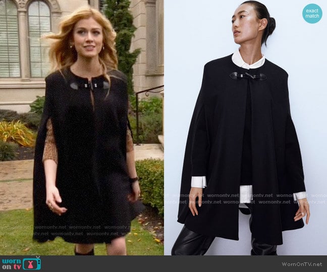 Zara Long Cape with Pockets worn by Mia Smoak (Katherine McNamara) on Arrow