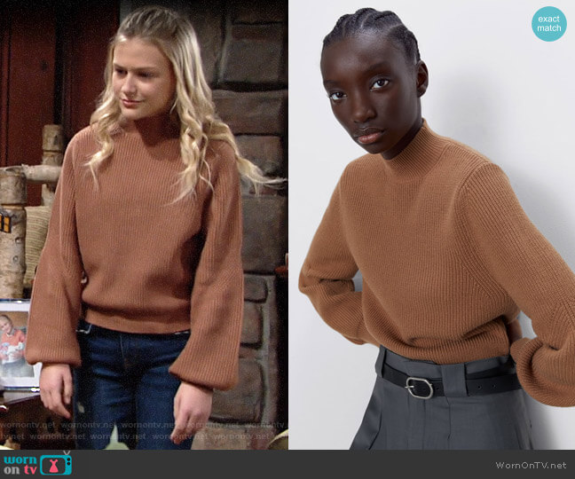 Zara Mock Neck Sweater worn by Faith Newman (Alyvia Alyn Lind) on The Young and the Restless