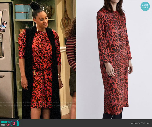 Zara Animal Print Dress worn by Cocoa McKellan (Tia Mowry-Hardrict) on Family Reunion
