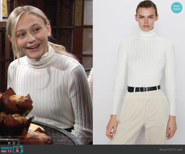 Zara Ribbed Turtleneck Sweater worn by Faith Newman (Alyvia Alyn Lind) on The Young and the Restless