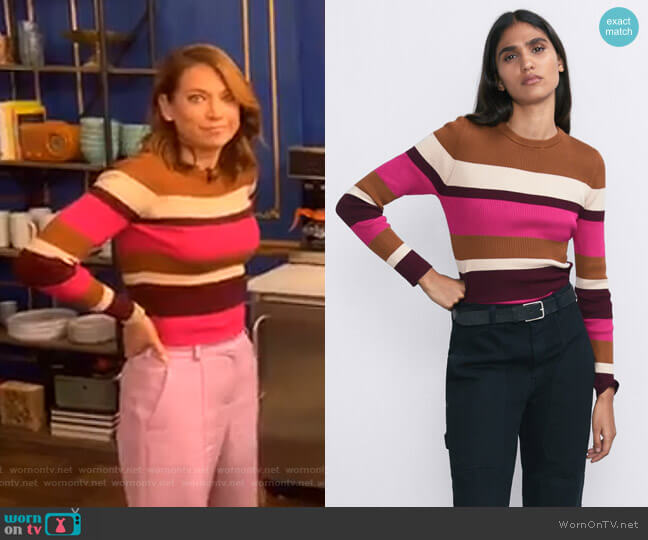 Zara Striped Sweater worn by Ginger Zee on Good Morning America