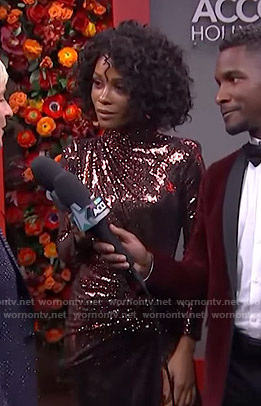 Zuri’s sequined gathered gown at the 2020 Golden Globes