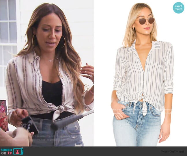 1.State Buttondown Tie Front Blouse worn by Melissa Gorga on The Real Housewives of New Jersey