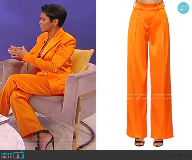 Alexandre Vauthier High Waist Stretch Satin Pants worn by Tamron Hall on Tamron Hall Show