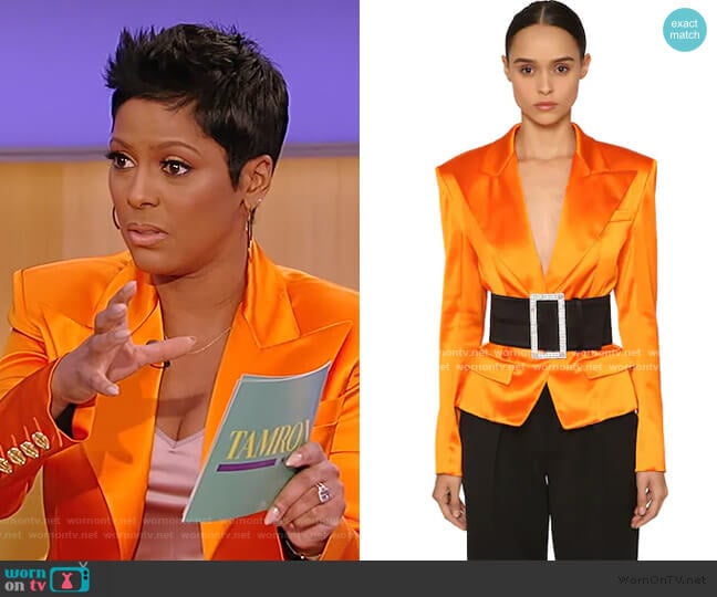 Alexandre Vauthier Single Button Satin Blazer worn by Tamron Hall on Tamron Hall Show