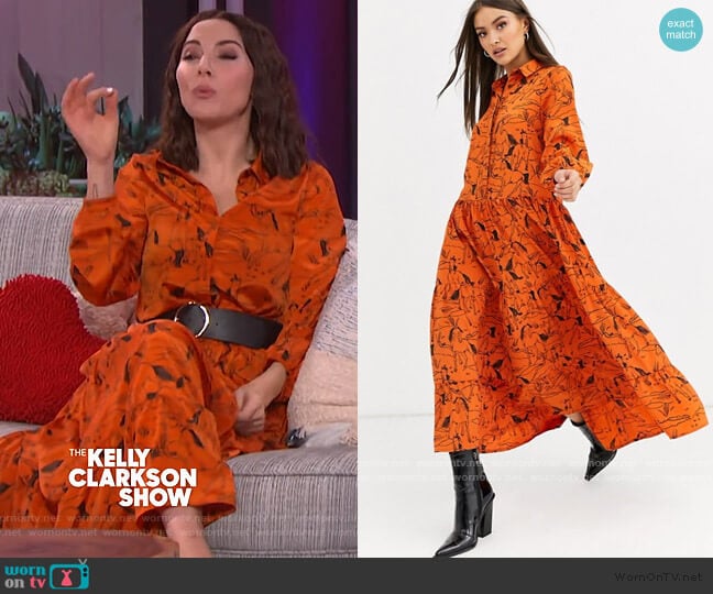 ASOS Neon Rose Maxi Tiered Tea Dress in horse sketch print