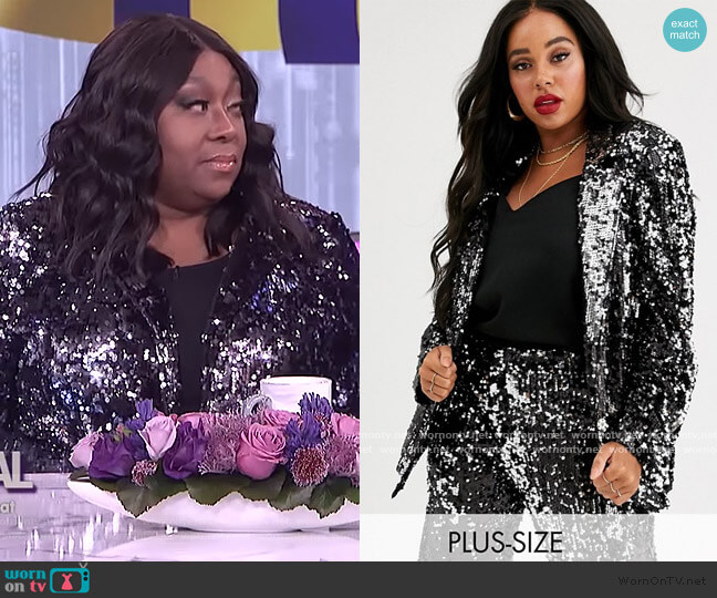 Skylar Rose Longline Blazer in Sleek Sequin Two-Piece worn by Loni Love on The Real
