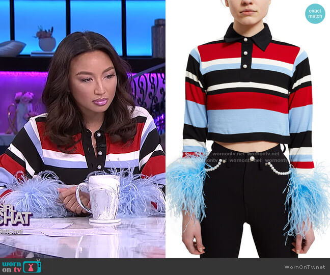 Adam Selman Mandrel Polo Top worn by Jeannie Mai on The Real