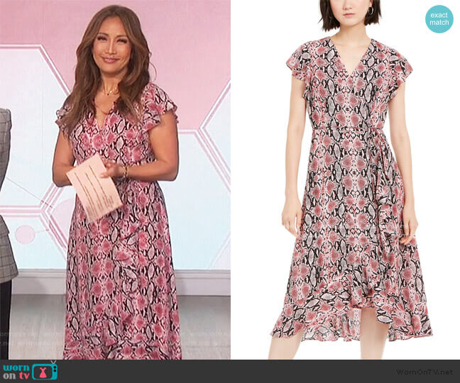 Adrianna Papell Snakeskin-Print Dress worn by Carrie Inaba on The Talk