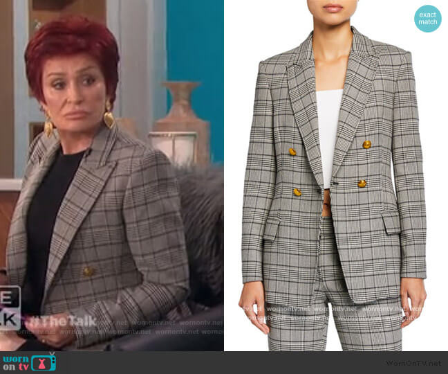 A.L.C. Sedgwick II Double-Breasted Plaid Jacket worn by Sharon Osbourne on The Talk