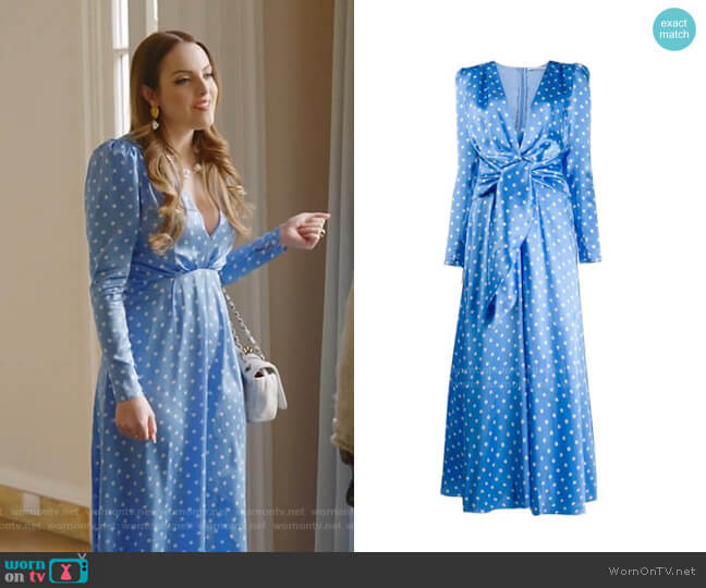 Alessandra Rich Polka Dot Satin Dress worn by Fallon Carrington (Elizabeth Gillies) on Dynasty
