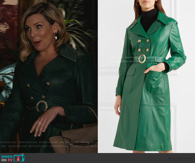 Alexa Chung Belted Leather Trench Coat worn by Brianna (June Raphael) on Grace and Frankie