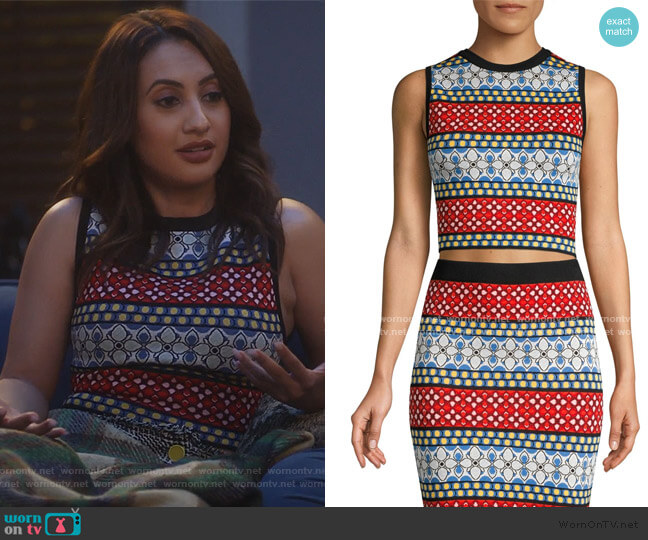 Alice + Olivia Coryn Printed Tank Top worn by Ana Torres (Francia Raisa) on Grown-ish